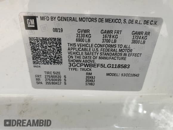 ✅ 2020 Chevrolet Silverado 1500 Custom • VIN: 3GCPWBEF5LG118583 • Lot: 68292674. Wystawiony na Copart z przebiegiem 55 987 mil. Bezpłatny archiwum sprzedaży aukcyjnych z USA i szczegółowy raport historii pojazdu na DreamBid. Zdjęcie 12.