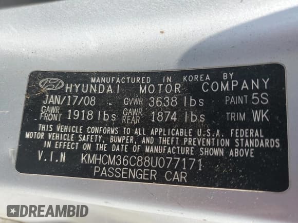 ✅ 2008 Hyundai Accent GS • VIN: KMHCM36C88U077171 • Лот: 60468985. Опубликован ранее на Copart с пробегом 279 068 миль. Бесплатный доступ к архиву аукционных продаж из США и подробный отчёт об истории автомобиля на DreamBid. Изображение 12.