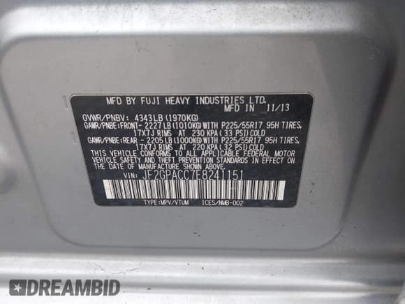 ✅ 2014 Subaru Crosstrek Premium • VIN: JF2GPACC7E8241151 • Lot: 43153865. Listed on IAAI with Not provided. Free auction sales archive from the USA and detailed vehicle history report at DreamBid. Image 9.