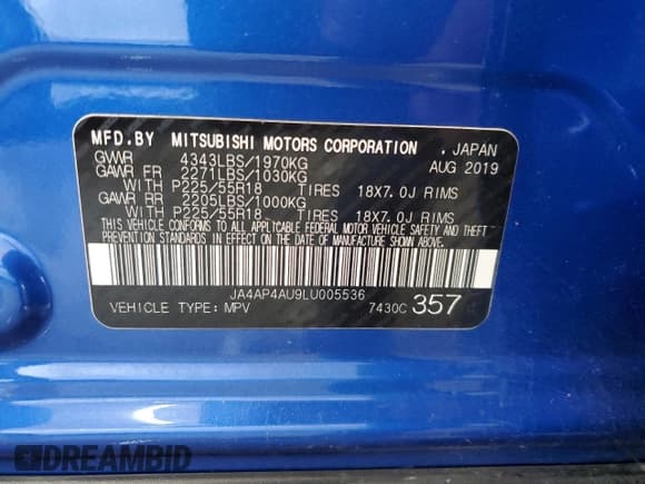 ✅ 2020 Mitsubishi Outlander SE • VIN: JA4AP4AU9LU005536 • Lot: 67542765. Wystawiony na Copart z przebiegiem 55 930 mil. Bezpłatny archiwum sprzedaży aukcyjnych z USA i szczegółowy raport historii pojazdu na DreamBid. Zdjęcie 13.