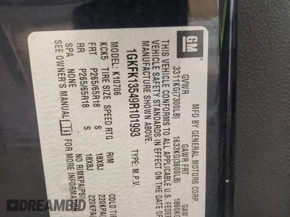 ✅ 2009 GMC Yukon • VIN: 1GKFK13549R101993 • Lot: 44506325. Listed on Copart with 174,358 mi. Free auction sales archive from the USA and detailed vehicle history report at DreamBid. Image 13.