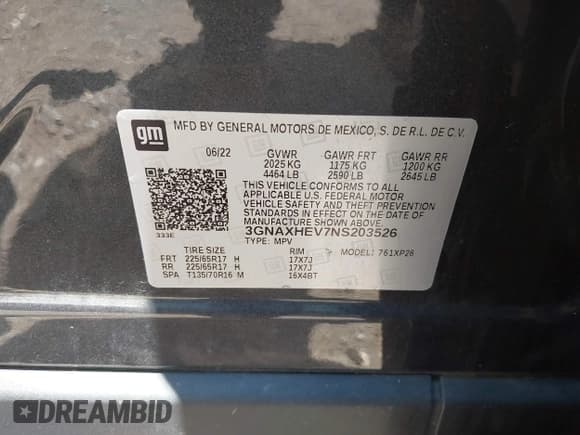 ✅ 2022 Chevrolet Equinox LS • VIN: 3GNAXHEV7NS203526 • Lot: 42740763. Listed on IAAI with 51,271 mi. Free auction sales archive from the USA and detailed vehicle history report at DreamBid. Image 9.