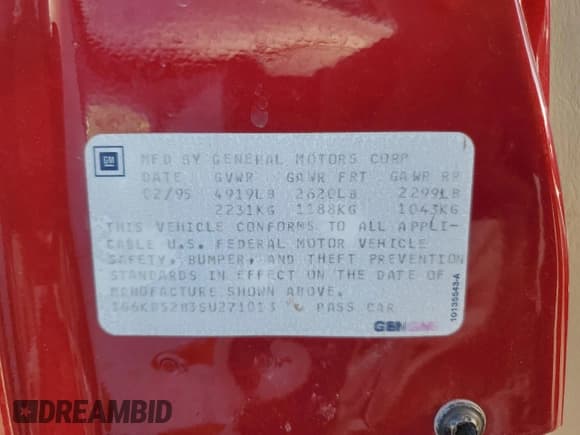 ✅ 1995 Cadillac DeVille • VIN: 1G6KD52B3SU271013 • Lot: 73149024. Listed on Copart with 54,490 mi. Free auction sales archive from the USA and detailed vehicle history report at DreamBid. Image 12.