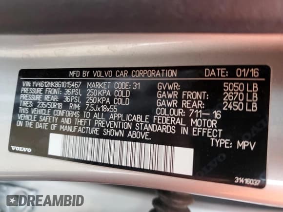 ✅ 2016 Volvo V60 T5 • VIN: YV4612HK8G1015467 • Лот: 64633455. Опубликован ранее на Copart с пробегом 138 222 миль. Бесплатный доступ к архиву аукционных продаж из США и подробный отчёт об истории автомобиля на DreamBid. Изображение 13.