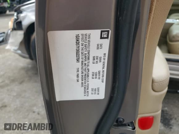 ✅ 2006 Cadillac DTS 1SC • VIN: 1G6KD57Y36U227841 • Lot: 82368825. Listed on Copart with 106,529 mi. Free auction sales archive from the USA and detailed vehicle history report at DreamBid. Image 12.