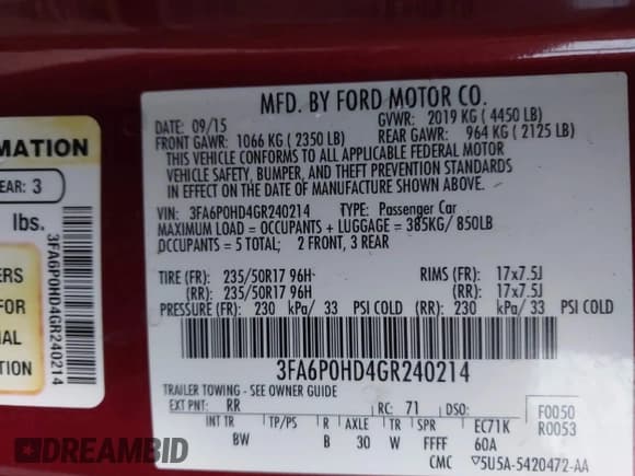 ✅ 2016 Ford Fusion SE • VIN: 3FA6P0HD4GR240214 • Lot: 43836252. Listed on IAAI with 117,475 mi. Free auction sales archive from the USA and detailed vehicle history report at DreamBid. Image 9.
