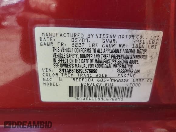 ✅ 2009 Nissan Sentra S FE+ • VIN: 3N1AB61E89L676890 • Лот: 85291915. Опубликован ранее на Copart с пробегом 268 636 миль. Бесплатный доступ к архиву аукционных продаж из США и подробный отчёт об истории автомобиля на DreamBid. Изображение 12.