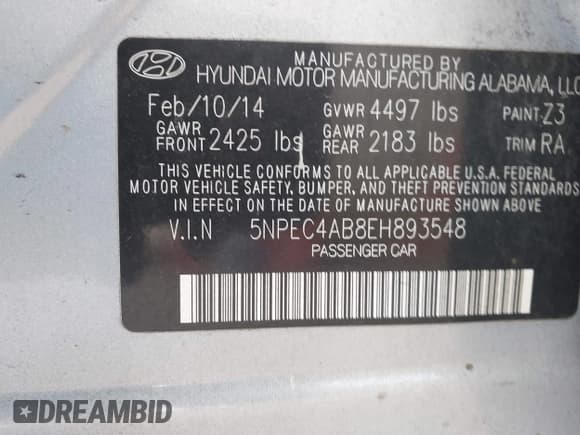 ✅ 2014 Hyundai Sonata Limited • VIN: 5NPEC4AB8EH893548 • Lot: 43651354. Wystawiony na IAAI z przebiegiem 130 317 mil. Bezpłatny archiwum sprzedaży aukcyjnych z USA i szczegółowy raport historii pojazdu na DreamBid. Zdjęcie 9.