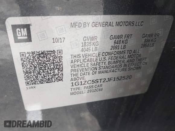 2018 Chevrolet Malibu LS z VIN 1G1ZC5ST2JF152520, wystawiony jako IAAI lot #42891086 z przebiegiem 172 468 mil mil oraz . Historia ofert i sprzedaży dostępna na DreamBid. Obrazek 9.