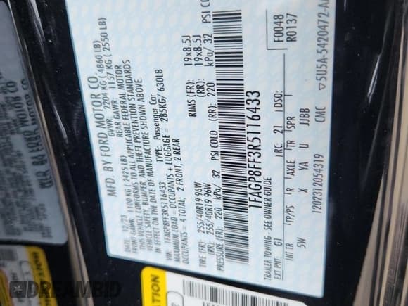 ✅ 2024 Ford Mustang GT Premium • VIN: 1FAGP8FF3R5116433 • Lot: 69782455. Listed on Copart with 9,414 mi. Free auction sales archive from the USA and detailed vehicle history report at DreamBid. Image 13.