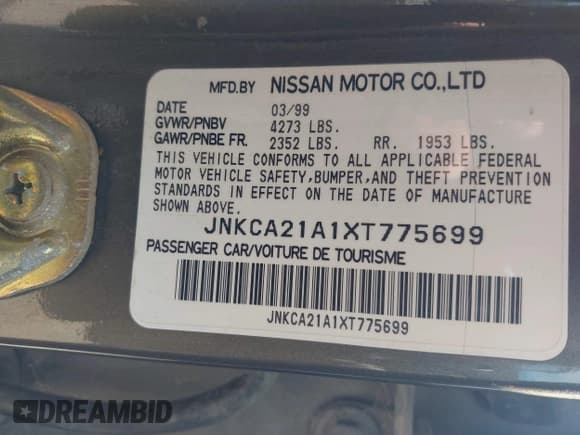 ✅ 1999 Infiniti I30 • VIN: JNKCA21A1XT775699 • Lot: 41898097. Listed on IAAI with 183,753 mi. Free auction sales archive from the USA and detailed vehicle history report at DreamBid. Image 9.