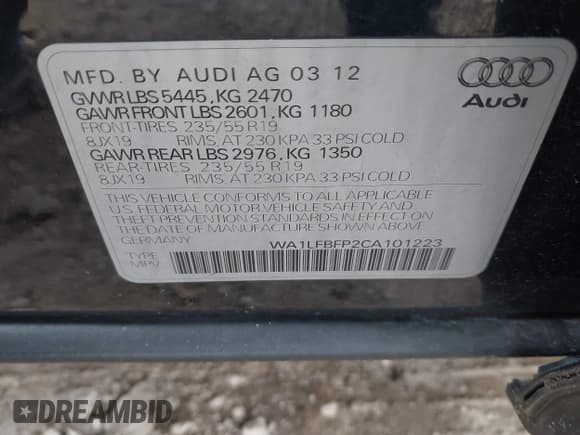 ✅ 2012 Audi Q5 Premium Plus • VIN: WA1LFBFP2CA101223 • Lot: 43856325. Wystawiony na IAAI z przebiegiem 116 433 mil. Bezpłatny archiwum sprzedaży aukcyjnych z USA i szczegółowy raport historii pojazdu na DreamBid. Zdjęcie 9.