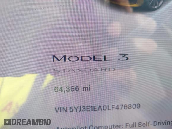 ✅ 2020 Tesla Model 3 Standard Range Plus • VIN: 5YJ3E1EA0LF476809 • Лот: 43784856. Опубликован ранее на IAAI с пробегом 64 366 миль. Бесплатный доступ к архиву аукционных продаж из США и подробный отчёт об истории автомобиля на DreamBid. Изображение 16.