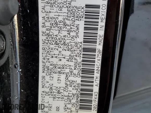 ✅ 2011 Toyota Tacoma • VIN: 3TMLU4EN5BM062586 • Lot: 85114245. Wystawiony na Copart z przebiegiem 117 301 mil. Bezpłatny archiwum sprzedaży aukcyjnych z USA i szczegółowy raport historii pojazdu na DreamBid. Zdjęcie 13.