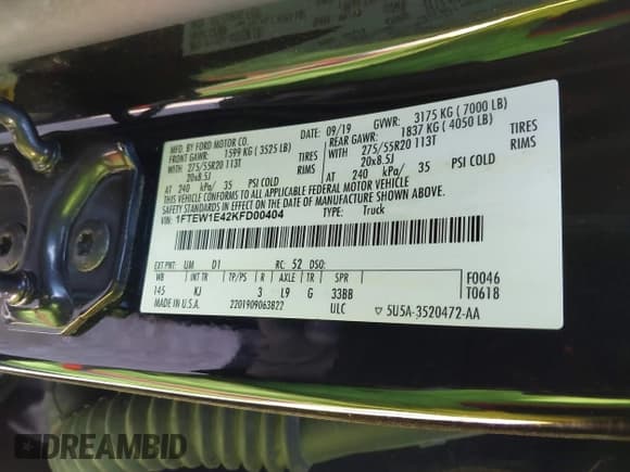 ✅ 2019 Ford F-150 XL • VIN: 1FTEW1E42KFD00404 • Lot: 41252733. Listed on IAAI with 87,221 mi. Free auction sales archive from the USA and detailed vehicle history report at DreamBid. Image 9.