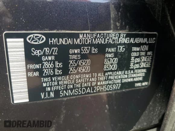 ✅ 2023 Hyundai Santa Fe Calligraphy • VIN: 5NMS5DAL2PH505977 • Lot: 61923514. Wystawiony na Copart z przebiegiem 43 313 mil. Bezpłatny archiwum sprzedaży aukcyjnych z USA i szczegółowy raport historii pojazdu na DreamBid. Zdjęcie 15.