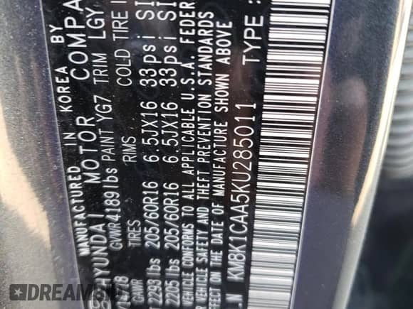 2019 Hyundai Kona SE с VIN KM8K1CAA5KU285011, выставлен на аукционе Copart как лот 40510963 с пробегом 76 784 миль миль и . История ставок и продаж доступна на DreamBid. Изображение 16.