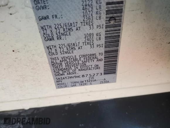 ✅ 2017 Nissan Rogue SL • VIN: 5N1AT2MV9HC875273 • Лот: 91002005. Опубликован ранее на Copart с пробегом 131 703 миль. Бесплатный доступ к архиву аукционных продаж из США и подробный отчёт об истории автомобиля на DreamBid. Изображение 13.