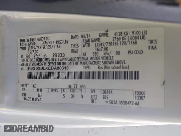 ✅ 2014 Ford Econoline Passenger XL • VIN: 1FBSS3BLXEDA86613 • Lot: 41996263. Wystawiony na IAAI z przebiegiem 238 848 mil. Bezpłatny archiwum sprzedaży aukcyjnych z USA i szczegółowy raport historii pojazdu na DreamBid. Zdjęcie 9.