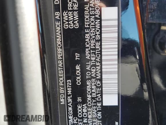 ✅ 2023 Polestar 2 • VIN: YSMEG3KA3PL146723 • Лот: 70406794. Опубликован ранее на Copart с пробегом Не указан. Бесплатный доступ к архиву аукционных продаж из США и подробный отчёт об истории автомобиля на DreamBid. Изображение 13.