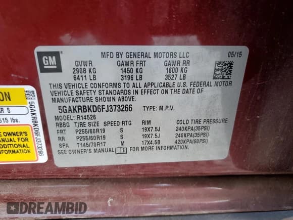 ✅ 2015 Buick Enclave Leather • VIN: 5GAKRBKD6FJ373266 • Lot: 58910975. Wystawiony na Copart z przebiegiem 176 354 mil. Bezpłatny archiwum sprzedaży aukcyjnych z USA i szczegółowy raport historii pojazdu na DreamBid. Zdjęcie 13.