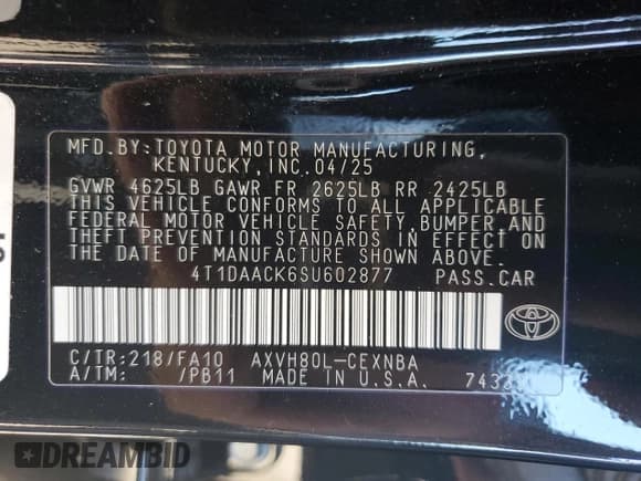 ✅ 2025 Toyota Camry SE • VIN: 4T1DAACK6SU602877 • Лот: 91646385. Опубликован ранее на Copart с пробегом 4 536 миль. Бесплатный доступ к архиву аукционных продаж из США и подробный отчёт об истории автомобиля на DreamBid. Изображение 12.