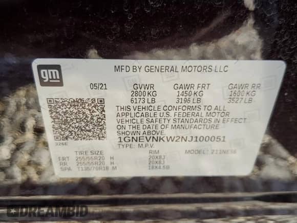 2022 Chevrolet Traverse High Country с VIN 1GNEVNKW2NJ100051, выставлен на аукционе Copart как лот 62168255 с пробегом 74 774 миль миль и Списание • Salvage title. История ставок и продаж доступна на DreamBid. Изображение 13.