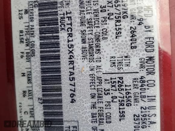 ✅ 1994 Ford Ranger XLT • VIN: 1FTCR15X4RTA57764 • Лот: 85711154. Опубликован ранее на Copart с пробегом 65 961 миль. Бесплатный доступ к архиву аукционных продаж из США и подробный отчёт об истории автомобиля на DreamBid. Изображение 12.