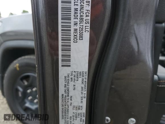 ✅ 2020 Jeep Compass Sport • VIN: 3C4NJCAB5LT253083 • Лот: 82331125. Опубликован ранее на Copart с пробегом 120 839 миль. Бесплатный доступ к архиву аукционных продаж из США и подробный отчёт об истории автомобиля на DreamBid. Изображение 13.