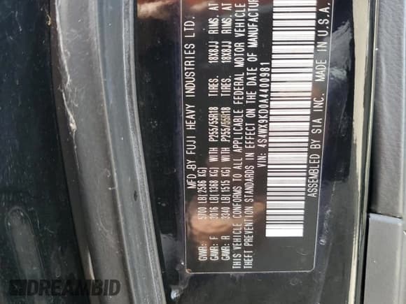 ✅ 2010 Subaru Tribeca Touring • VIN: 4S4WX9KD0A4400981 • Лот: 85531574. Опубликован ранее на Copart с пробегом Не указан. Бесплатный доступ к архиву аукционных продаж из США и подробный отчёт об истории автомобиля на DreamBid. Изображение 16.