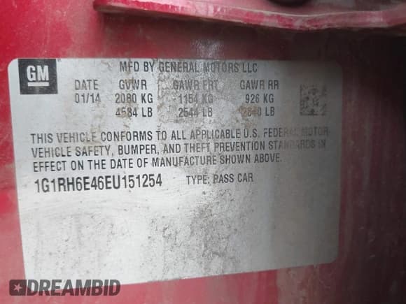✅ 2014 Chevrolet Volt • VIN: 1G1RH6E46EU151254 • Лот: 43620897. Опубликован ранее на IAAI с пробегом 107 716 миль. Бесплатный доступ к архиву аукционных продаж из США и подробный отчёт об истории автомобиля на DreamBid. Изображение 9.