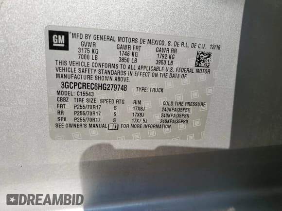 ✅ 2017 Chevrolet Silverado 1500 LT • VIN: 3GCPCREC6HG279748 • Лот: 71102705. Опубликован ранее на Copart с пробегом 83 335 миль. Бесплатный доступ к архиву аукционных продаж из США и подробный отчёт об истории автомобиля на DreamBid. Изображение 12.