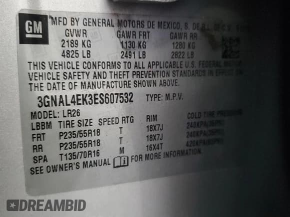✅ 2014 Chevrolet Captiva Sport LTZ • VIN: 3GNAL4EK3ES607532 • Lot: 45932585. Wystawiony na Copart z przebiegiem 80 765 mil. Bezpłatny archiwum sprzedaży aukcyjnych z USA i szczegółowy raport historii pojazdu na DreamBid. Zdjęcie 16.