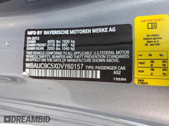✅ 2013 BMW 1 Series 135i • VIN: WBAUC9C5XDVY60157 • Lot: 46283975. Wystawiony na Copart z przebiegiem 192 388 mil. Bezpłatny archiwum sprzedaży aukcyjnych z USA i szczegółowy raport historii pojazdu na DreamBid. Zdjęcie 12.