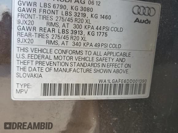 ✅ 2013 Audi Q7 Premium Plus • VIN: WA1LGAFE6DD001390 • Lot: 67924785. Listed on Copart with Not provided. Free auction sales archive from the USA and detailed vehicle history report at DreamBid. Image 14.