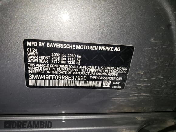 ✅ 2024 BMW 3 Series M340i xDrive • VIN: 3MW49FF09R8E37920 • Lot: 57949985. Wystawiony na Copart z przebiegiem 6 816 mil. Bezpłatny archiwum sprzedaży aukcyjnych z USA i szczegółowy raport historii pojazdu na DreamBid. Zdjęcie 12.