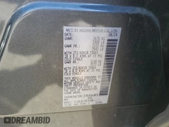 ✅ 2024 Nissan Pathfinder S • VIN: 5N1DR3AC3RC288685 • Lot: 68927125. Wystawiony na Copart z przebiegiem 16 213 mil. Bezpłatny archiwum sprzedaży aukcyjnych z USA i szczegółowy raport historii pojazdu na DreamBid. Zdjęcie 13.