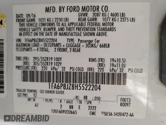 ✅ 2017 Ford Mustang Shelby GT350 • VIN: 1FA6P8JZ8H5522204 • Lot: 54734695. Wystawiony na Copart z przebiegiem 10 331 mil. Bezpłatny archiwum sprzedaży aukcyjnych z USA i szczegółowy raport historii pojazdu na DreamBid. Zdjęcie 12.