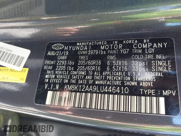 ✅ 2020 Hyundai Kona SE • VIN: KM8K12AA9LU446410 • Lot: 43501376. Listed on IAAI with 111,215 mi. Free auction sales archive from the USA and detailed vehicle history report at DreamBid. Image 9.