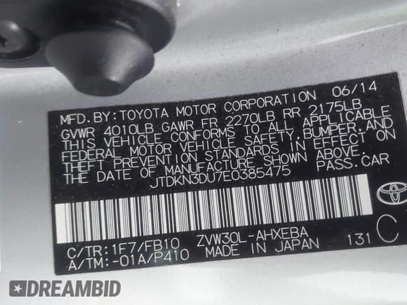 ✅ 2014 Toyota Prius Two • VIN: JTDKN3DU7E0385475 • Lot: 43610092. Wystawiony na IAAI z przebiegiem 128 507 mil. Bezpłatny archiwum sprzedaży aukcyjnych z USA i szczegółowy raport historii pojazdu na DreamBid. Zdjęcie 9.