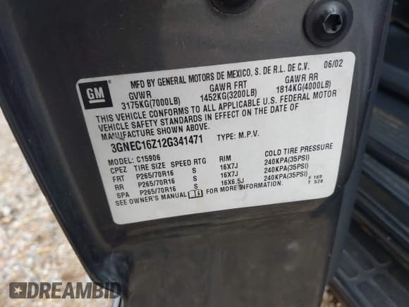 ✅ 2002 Chevrolet Suburban LS • VIN: 3GNEC16Z12G341471 • Лот: 41458266. Опубликован ранее на IAAI с пробегом 465 410 миль. Бесплатный доступ к архиву аукционных продаж из США и подробный отчёт об истории автомобиля на DreamBid. Изображение 9.