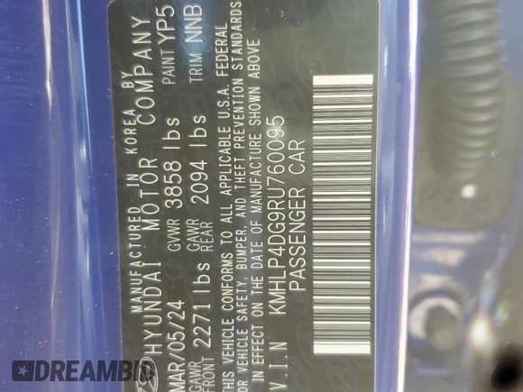 ✅ 2024 Hyundai Elantra Limited • VIN: KMHLP4DG9RU760095 • Lot: 89859695. Wystawiony na Copart z przebiegiem 16 364 mil. Bezpłatny archiwum sprzedaży aukcyjnych z USA i szczegółowy raport historii pojazdu na DreamBid. Zdjęcie 13.