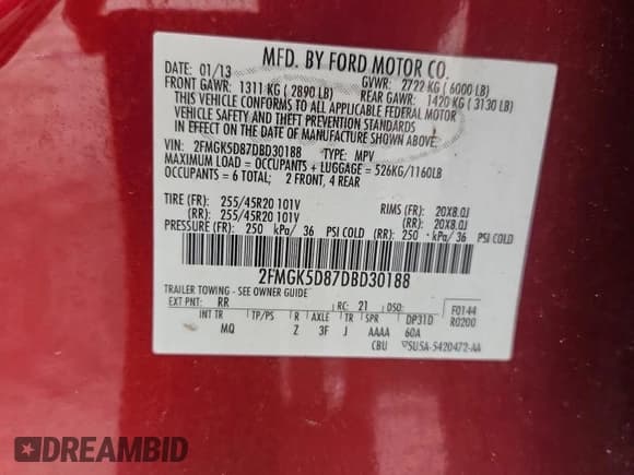 ✅ 2013 Ford Flex Limited • VIN: 2FMGK5D87DBD30188 • Lot: 83756905. Wystawiony na Copart z przebiegiem 227 604 mil. Bezpłatny archiwum sprzedaży aukcyjnych z USA i szczegółowy raport historii pojazdu na DreamBid. Zdjęcie 14.