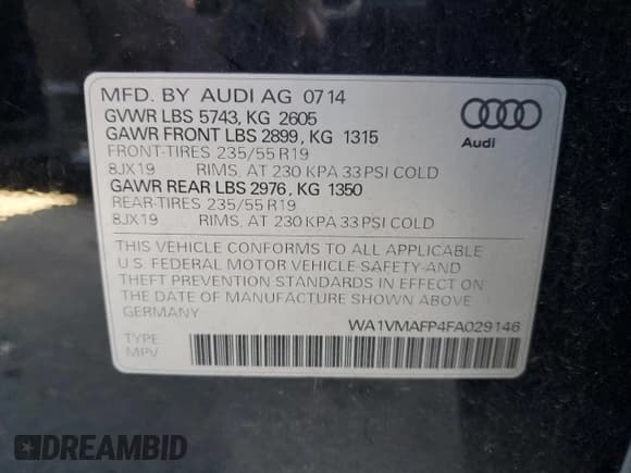 ✅ 2015 Audi Q5 Prestige • VIN: WA1VMAFP4FA029146 • Lot: 58586355. Listed on Copart with 162,889 mi. Free auction sales archive from the USA and detailed vehicle history report at DreamBid. Image 13.