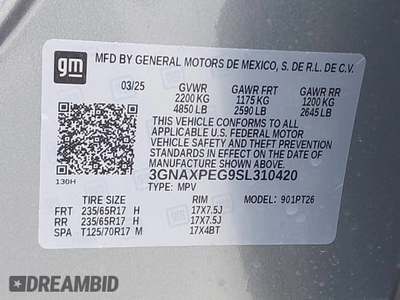 ✅ 2025 Chevrolet Equinox AWD LT • VIN: 3GNAXPEG9SL310420 • Lot: 42640625. Wystawiony na IAAI z przebiegiem 3 353 mil. Bezpłatny archiwum sprzedaży aukcyjnych z USA i szczegółowy raport historii pojazdu na DreamBid. Zdjęcie 9.