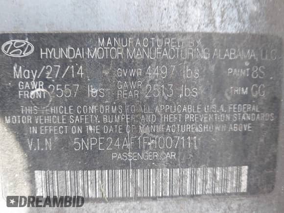 2015 Hyundai Sonata SE с VIN 5NPE24AF1FH007111, выставлен на аукционе IAAI как лот 43300853 с пробегом 161 829 миль миль и . История ставок и продаж доступна на DreamBid. Изображение 9.