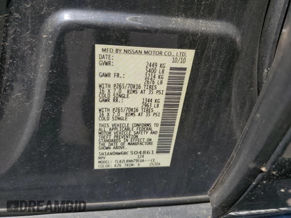 ✅ 2011 Nissan Xterra X • VIN: 5N1AN0NW6BC504861 • Lot: 63935215. Listed on Copart with 103,204 mi. Free auction sales archive from the USA and detailed vehicle history report at DreamBid. Image 13.