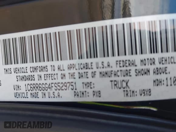 ✅ 2015 Ram 1500 SLT • VIN: 1C6RR6GG4FS529751 • Lot: 43349323. Listed on IAAI with 163,123 mi. Free auction sales archive from the USA and detailed vehicle history report at DreamBid. Image 9.