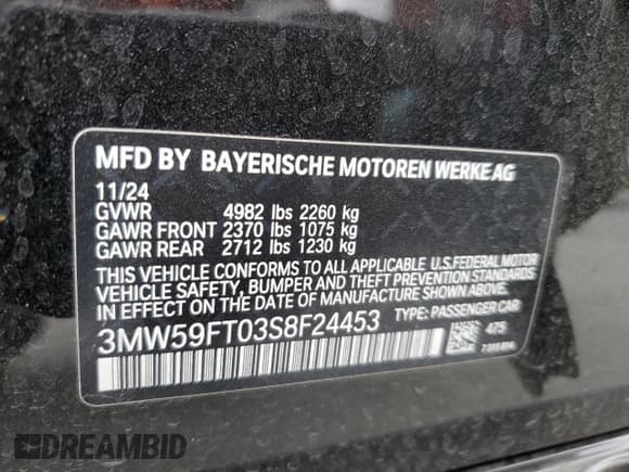 ✅ 2025 BMW 3 Series M340i • VIN: 3MW59FT03S8F24453 • Lot: 52180195. Listed on Copart with 1,970 mi. Free auction sales archive from the USA and detailed vehicle history report at DreamBid. Image 15.