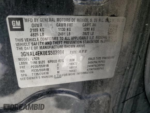 ✅ 2014 Chevrolet Captiva Sport LTZ • VIN: 3GNAL4EK0ES503984 • Lot: 87005764. Wystawiony na Copart z przebiegiem 110 175 mil. Bezpłatny archiwum sprzedaży aukcyjnych z USA i szczegółowy raport historii pojazdu na DreamBid. Zdjęcie 14.